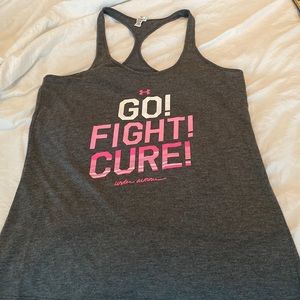 Under Armour, heather gray, tank, breast cancer awareness